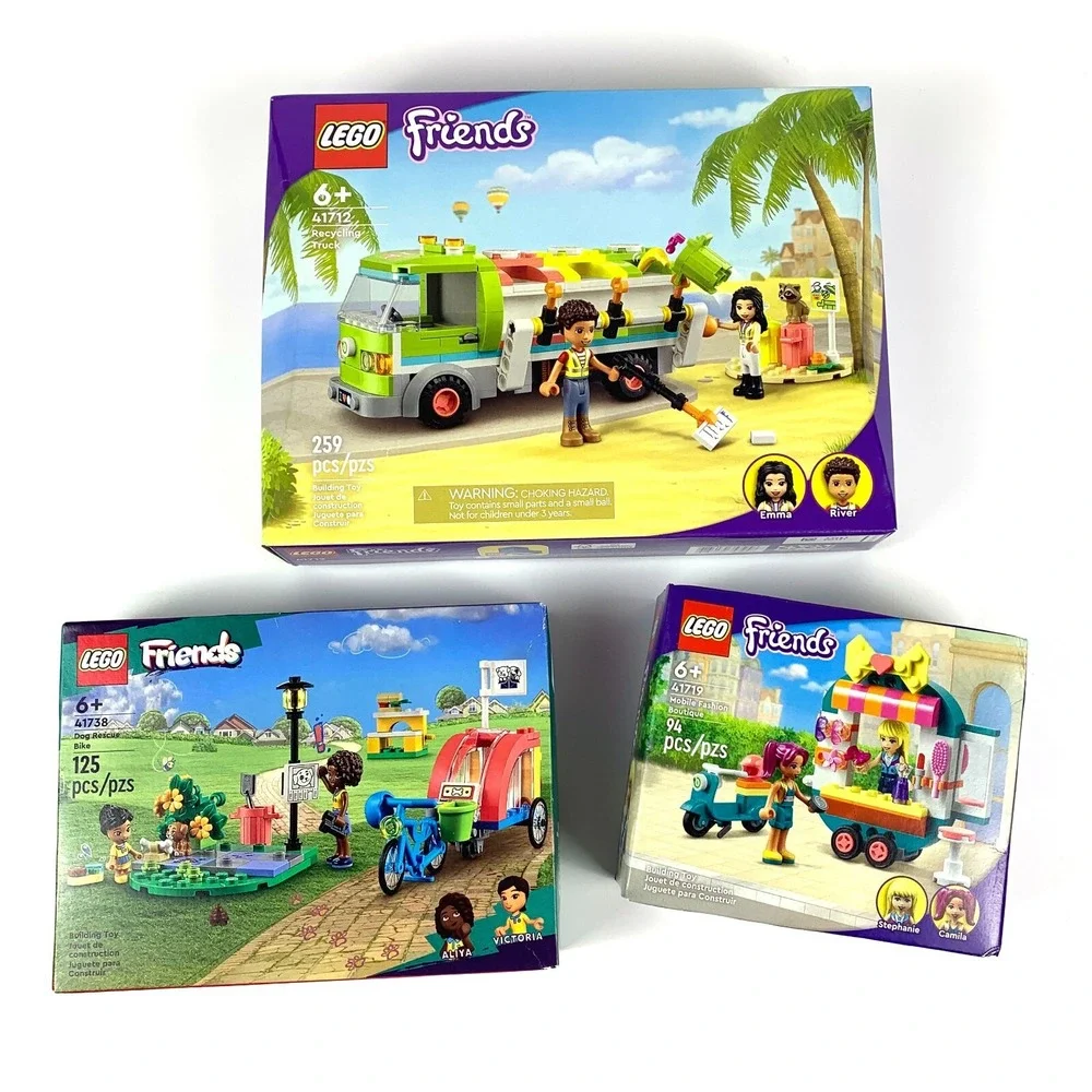 Lego Friends Lot of 3 Sets 41712 Recycle Truck 41719 Fashion‎ Boutique 41738 Dog